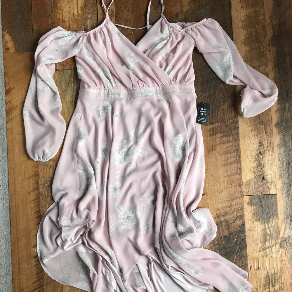 Express pink sheet hi low dress
